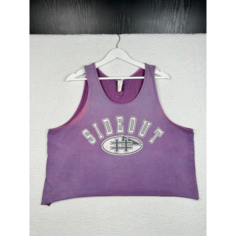 + Vintage 90s Sideout Cropped Tank Top Shirt - 21.5x24 - Purple Faded